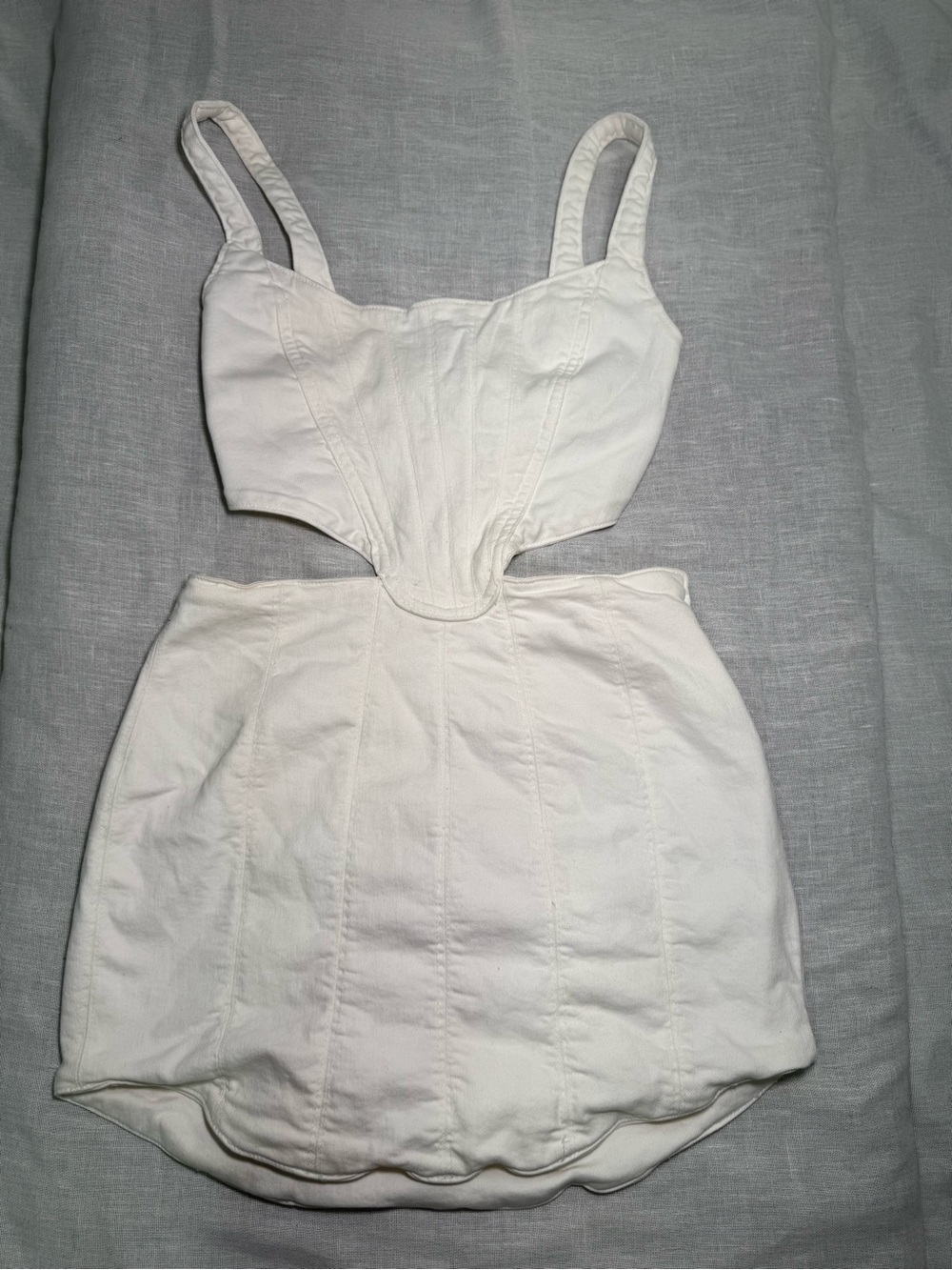 Zara White Cutout Mini Dress with Corset Bodice